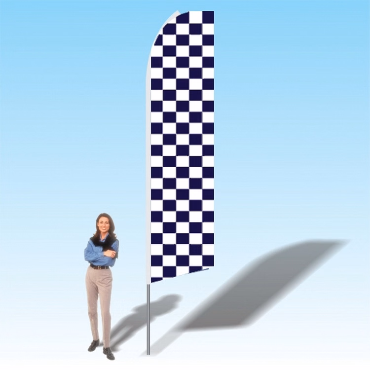 15FT Blue White Checkered Advertising Banner Flag