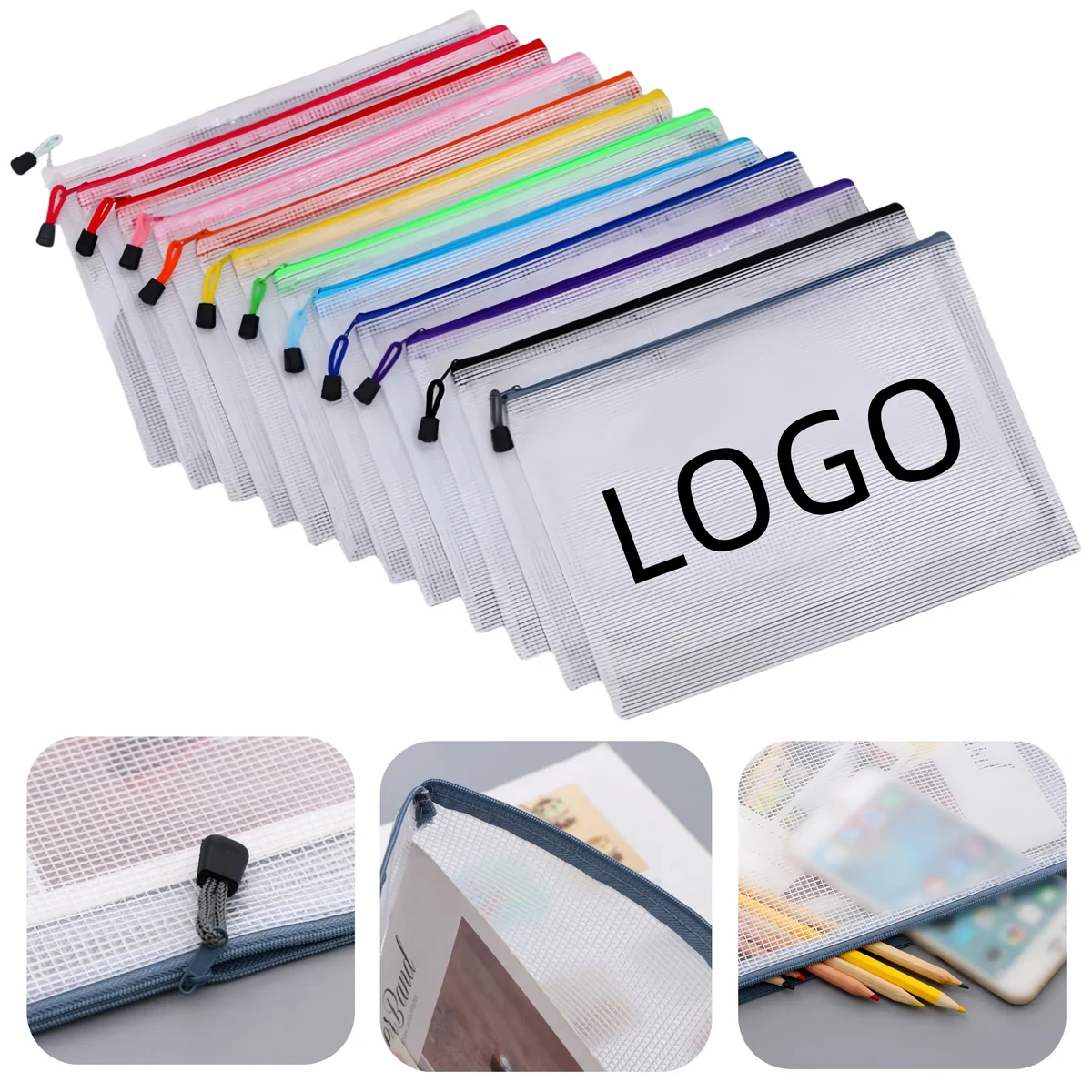 A4 Transparent Mesh Zipper Document Bag 1