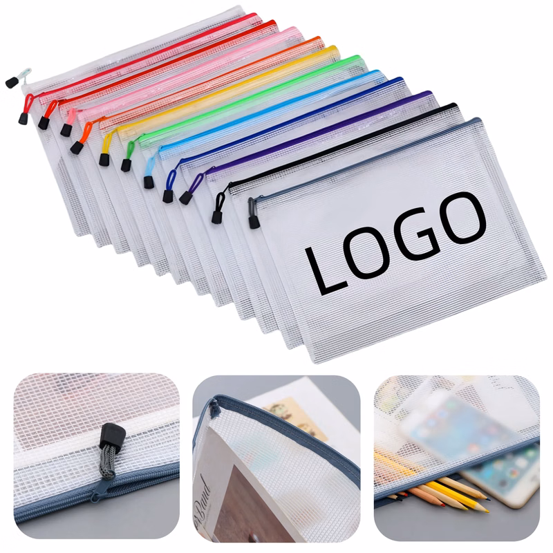 A4 Transparent Mesh Zipper Document Bag