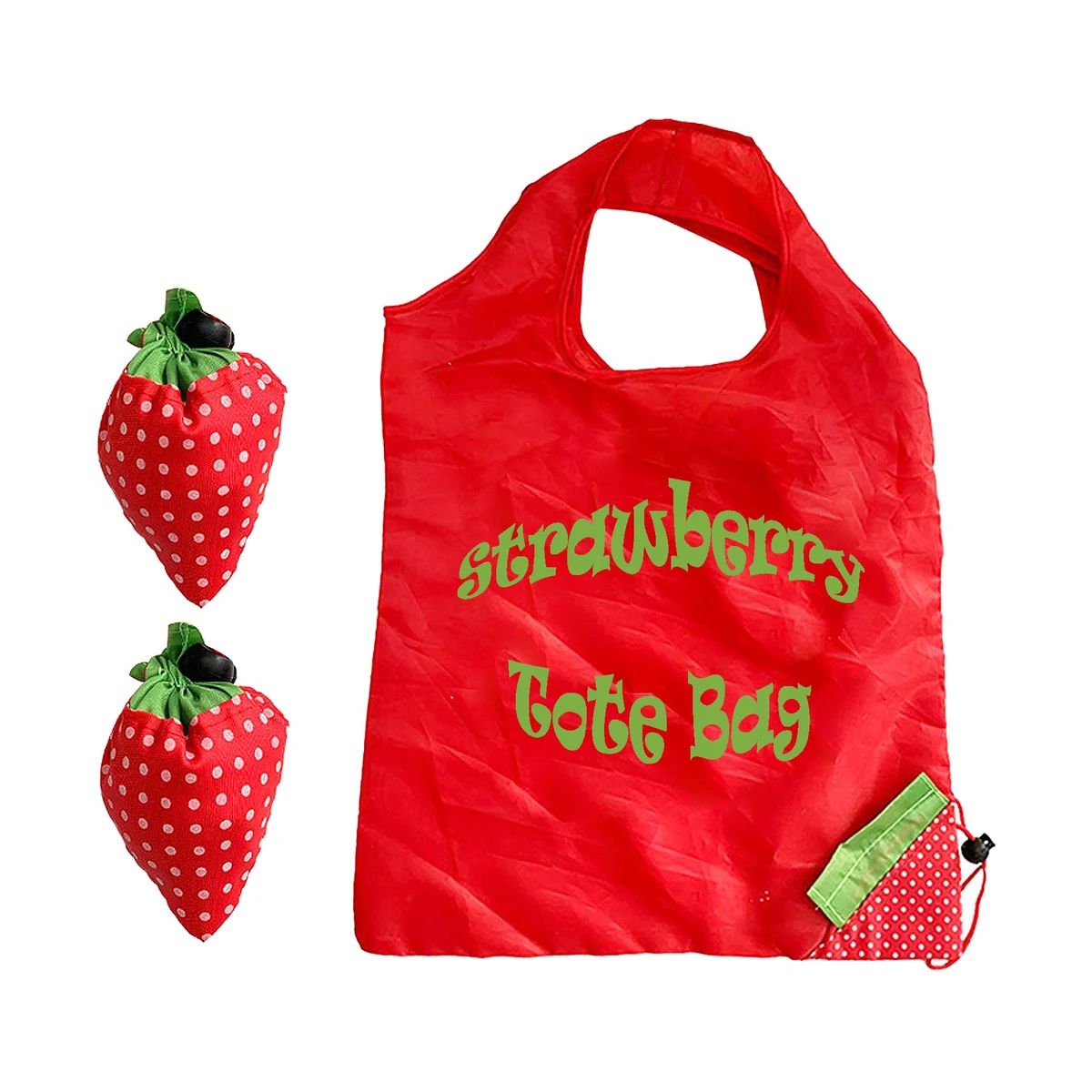 Foldable Shopping Strawberry Tote Bag, custom tote bag with logo imprint 1