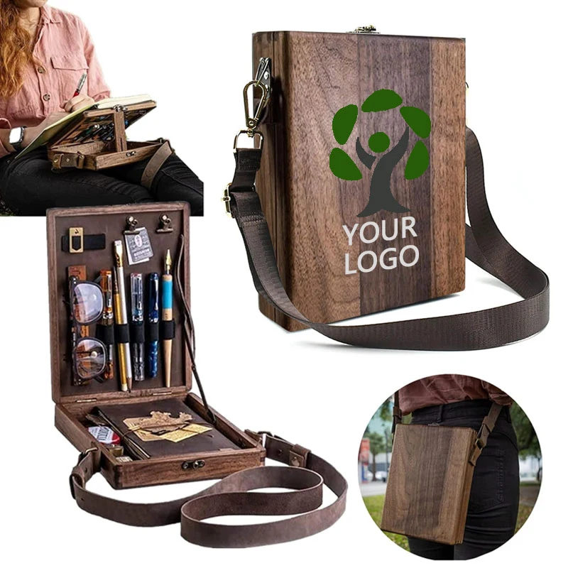 Multifunctional Wooden Handmade Crossbody Postman Bag 1
