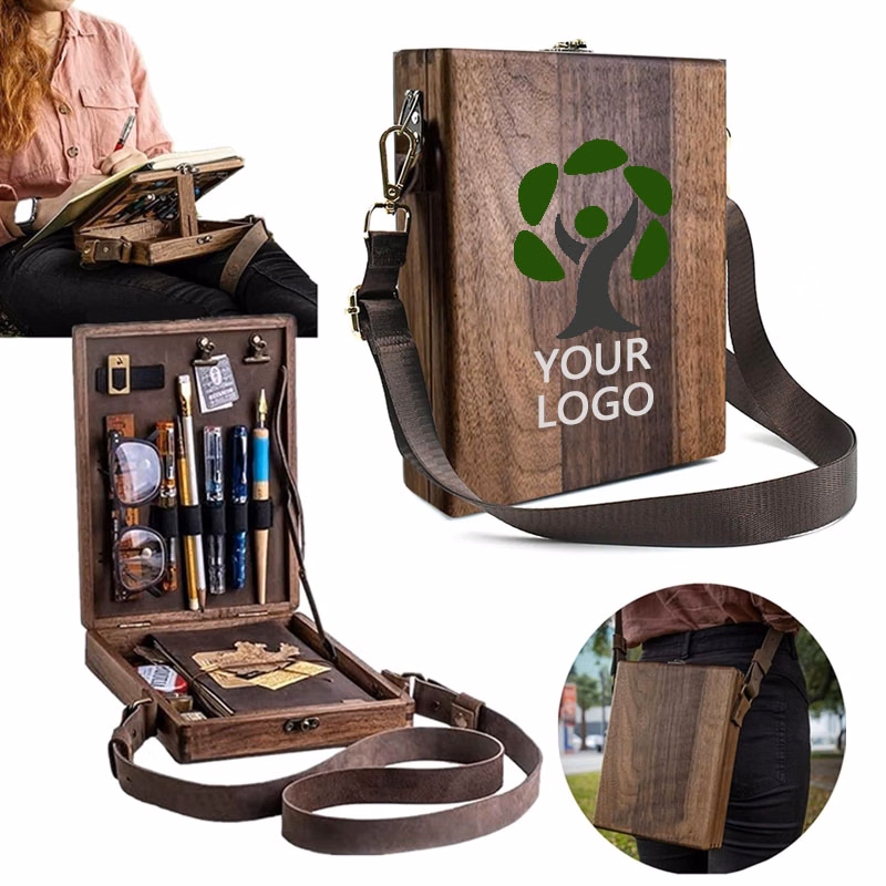 Multifunctional Wooden Handmade Crossbody Postman Bag