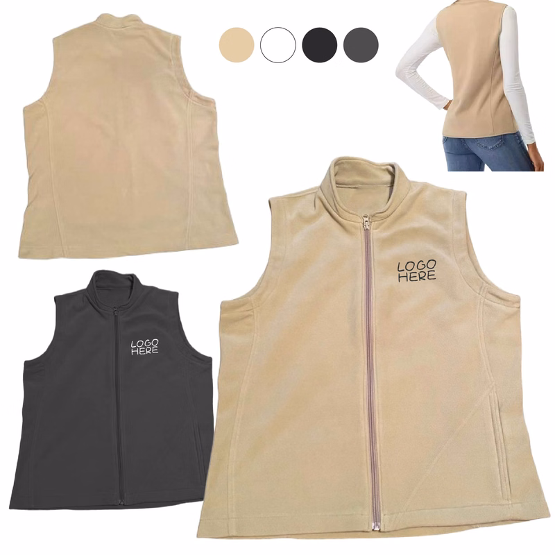 Full Zipper Sleeveless Fleece Vest