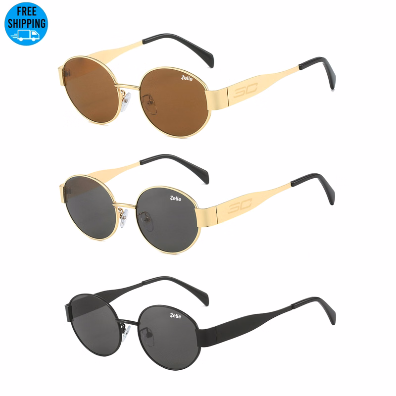 Retro Oval Sunglasses-Ocean