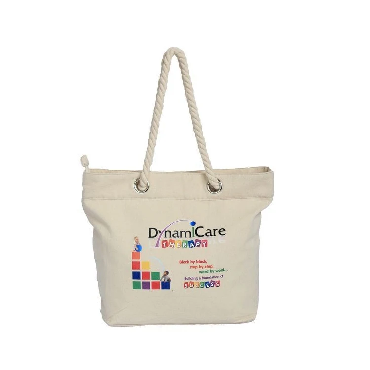 14 Oz. Cotton Canvas Tote with Rope Handles (16.5"x13.5"x4.75") 1