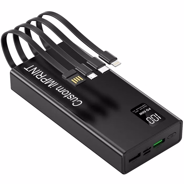 Portable Charger with Built in Cables - 20,000mAh