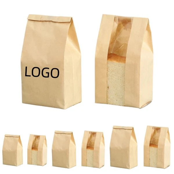 Large Natural Kraft Paper Food Bag W/ Windows 1