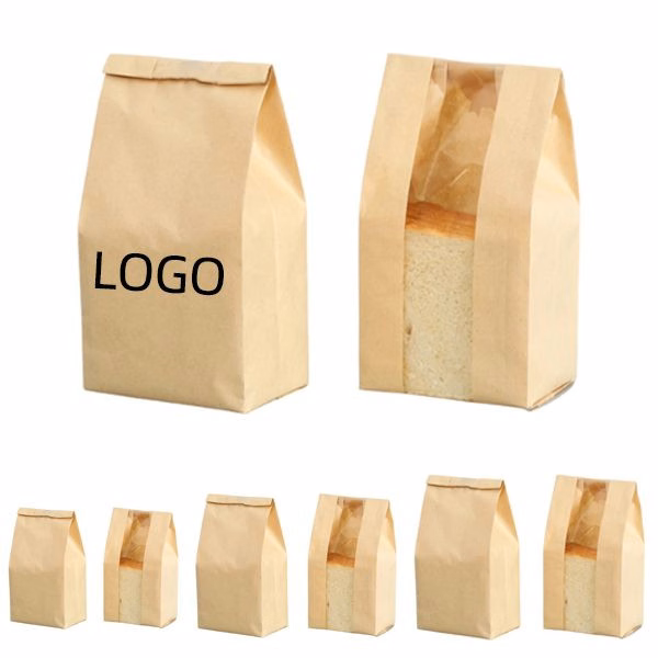Large Natural Kraft Paper Food Bag W/ Windows