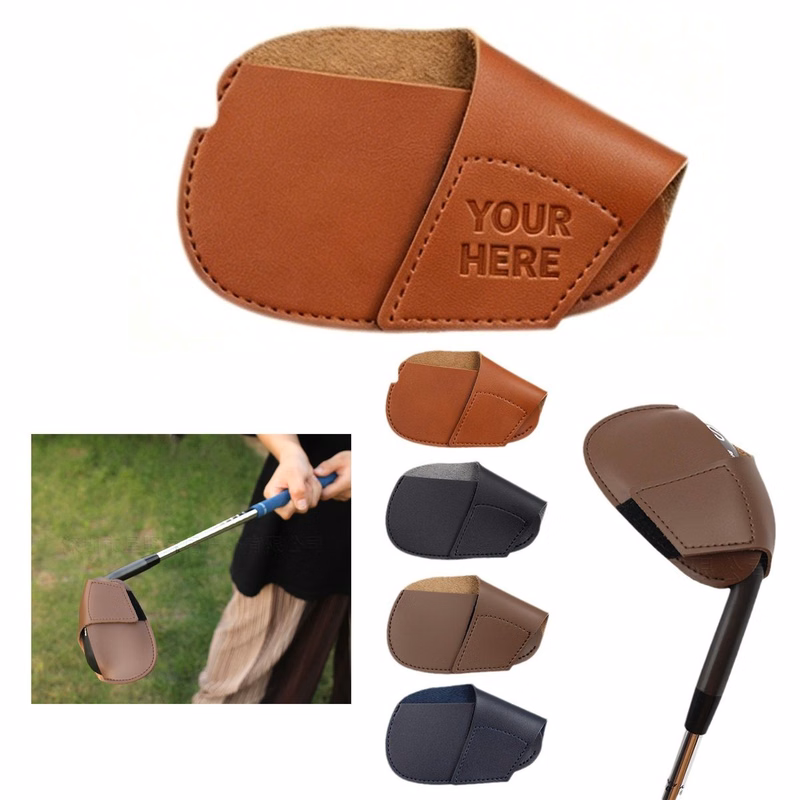 Custom PU Leather Golf Club Head Cover With Velcro Closure