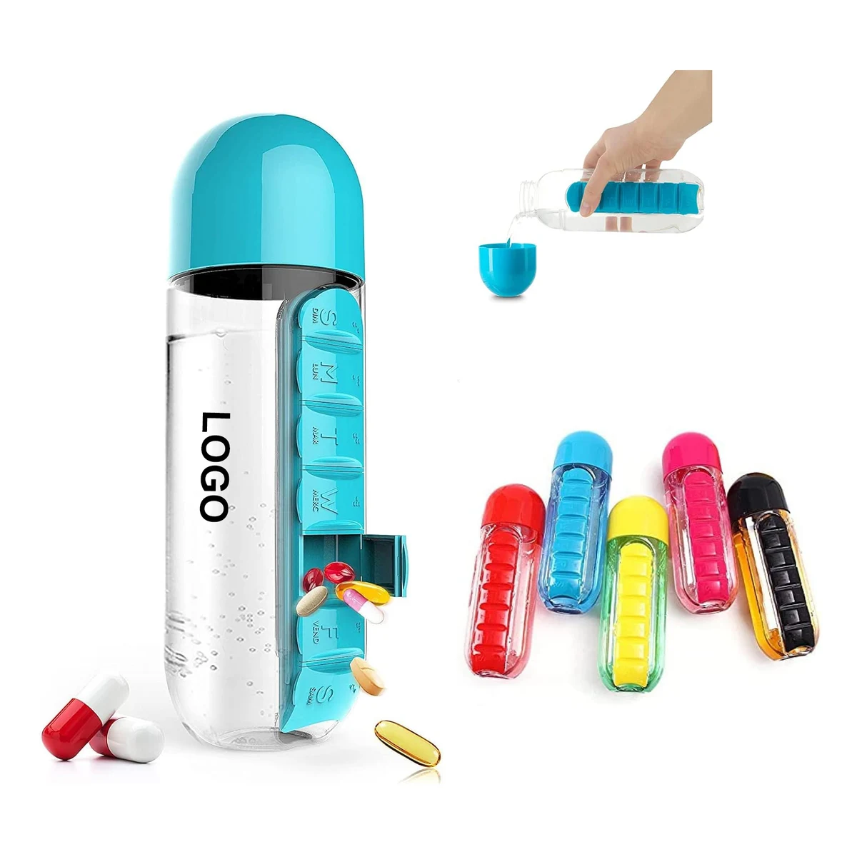 Pill Box And Water Bottle Combination 1
