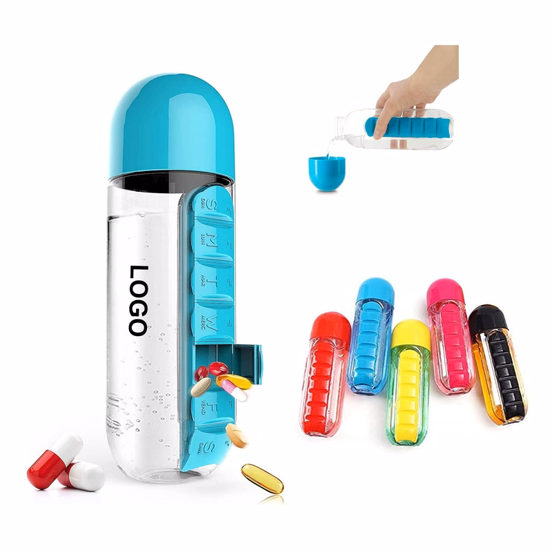 Pill Box And Water Bottle Combination