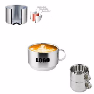 300ml Double Wall Stainless Steel Coffee Mug With Collapsible Handles