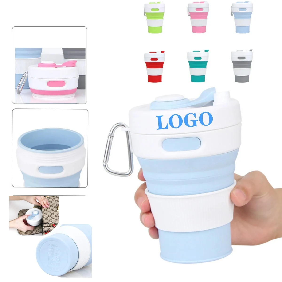 15 Oz. Portable Silicone Foldable Sippy Cup W/Drinking Straw 1