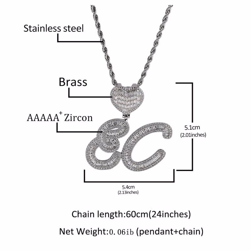 Patterned love letter pendant necklace
