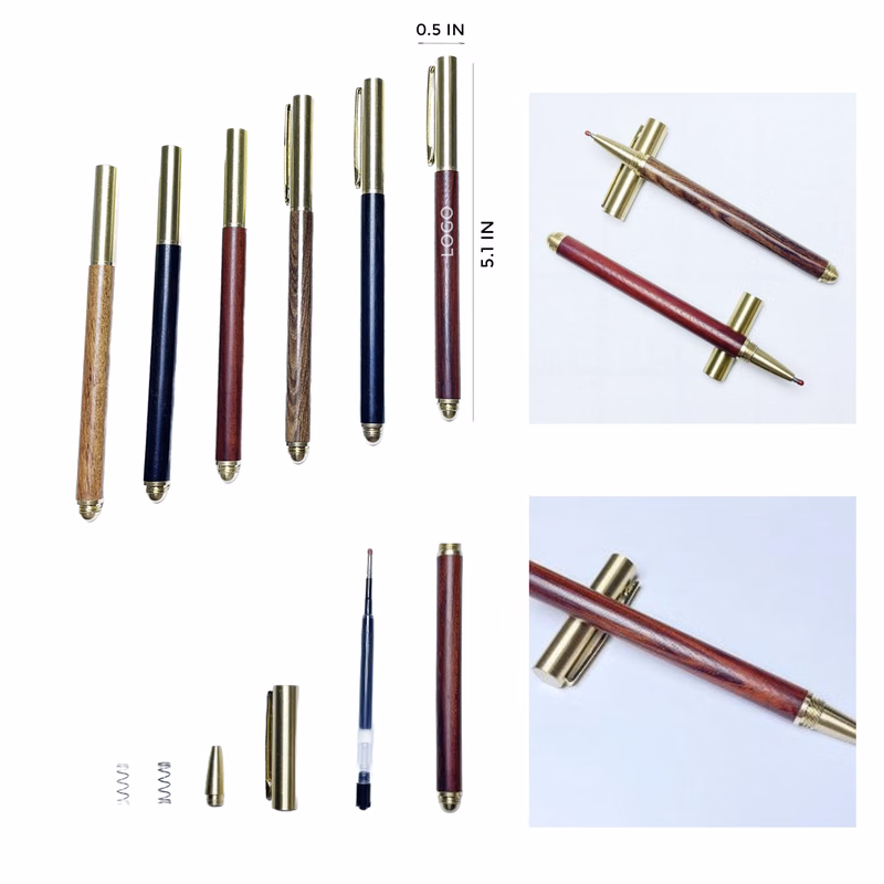 MOQ 10 PCS Unique Brass Pen With Sandalwood Pen Body