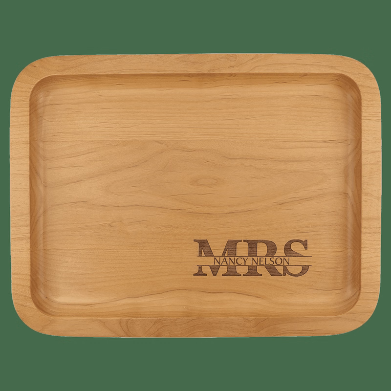 13 5/8" x 10 5/8" Alder Tray with 9" X 12" Recessed Center
