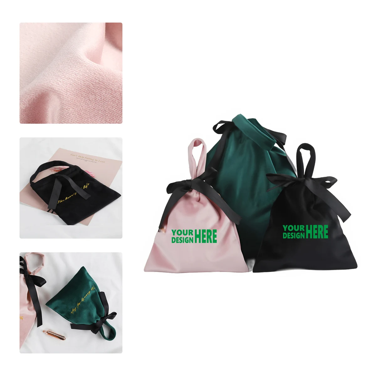 MOQ 50 Nordic Velvet Drawstring Tote Bag with Embroidered Logo 1
