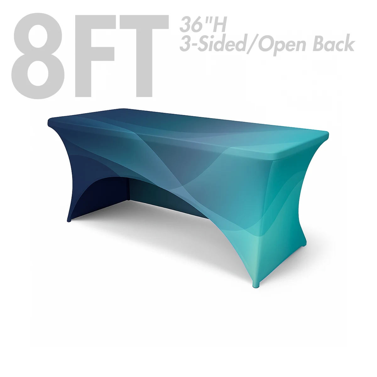 8' Spandex Stretch Table Cover - 36"H - Open Back 1