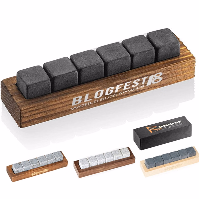 Custom Wooden Box Granite Ice Cubes Stones