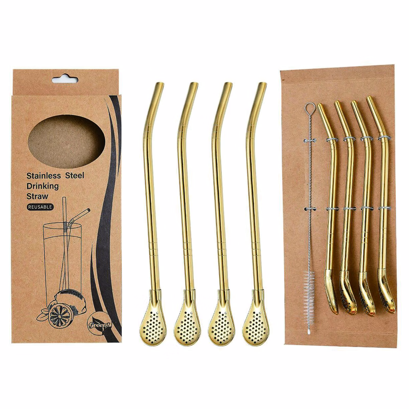 Stainless Steel Straw Filter Spoon Set