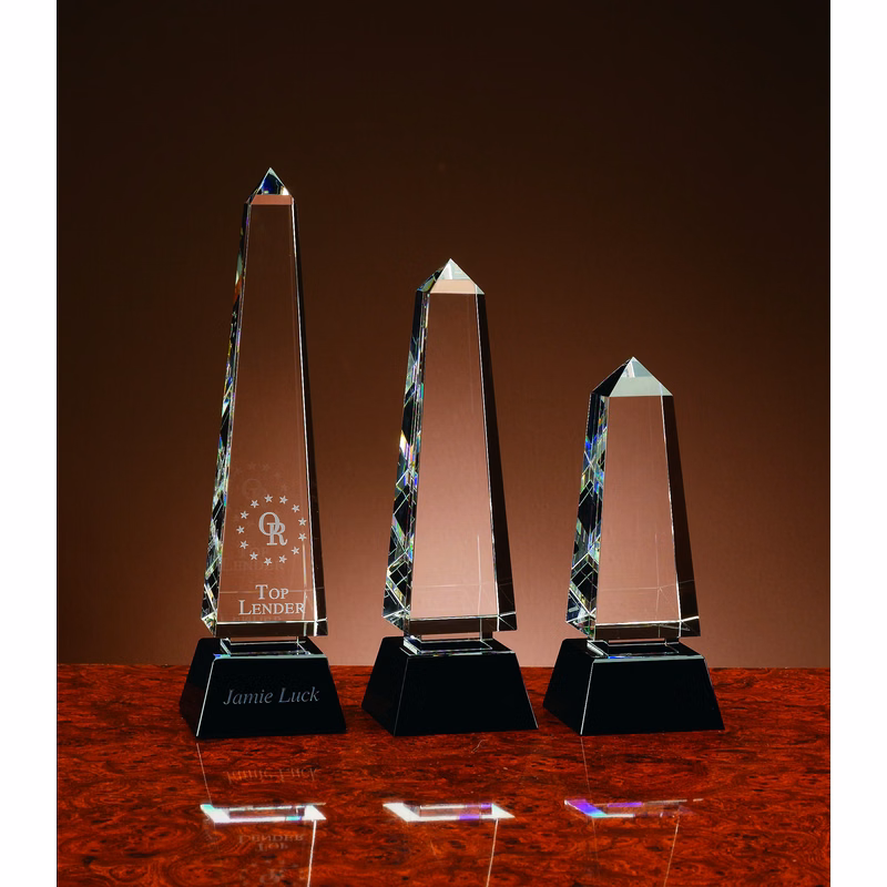 10" Jet Crystal Obelisk Award