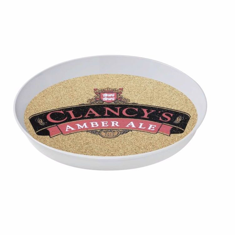 16" Round Styrene Serving Tray - Cork