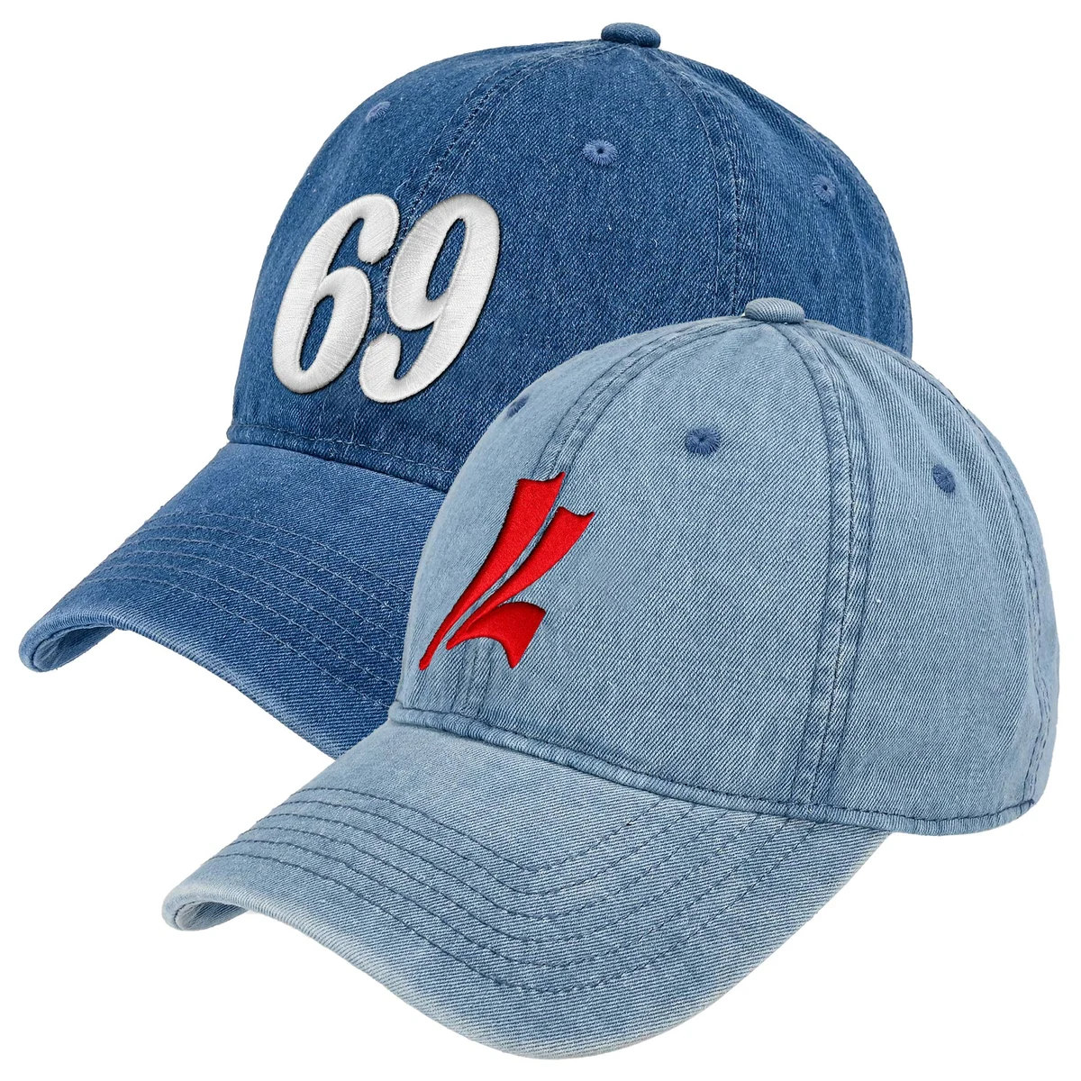 Vintage Washed Denim 6-Panel Baseball Cap 1