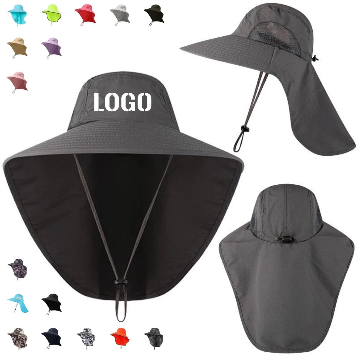 Quick Dry Nylon Outdoor Sun Hat with Wide Brim Neck Flap 1