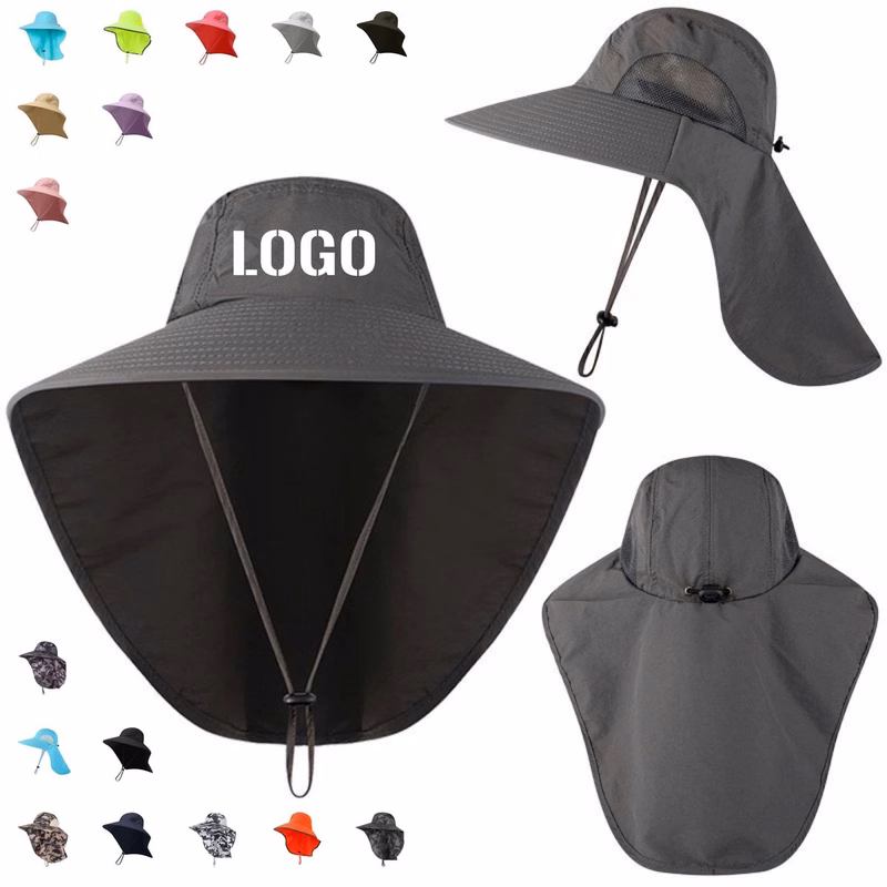 Quick Dry Nylon Outdoor Sun Hat with Wide Brim Neck Flap