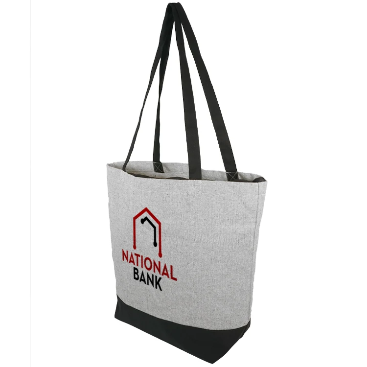 Super Sale- Black Bottom Grey Tweed Tote, custom tote bag with logo imprint 1