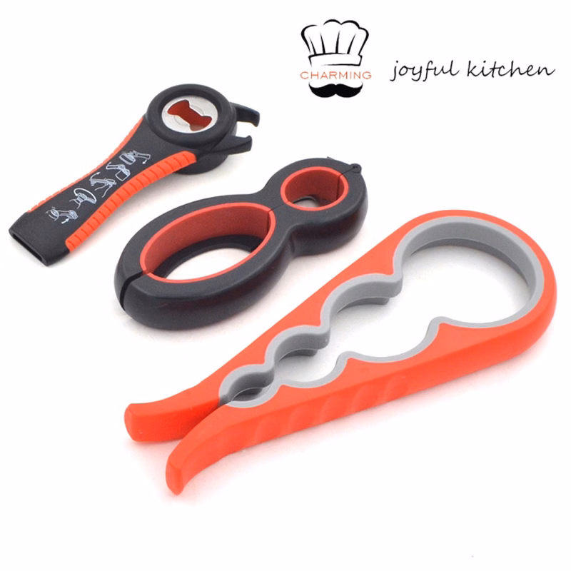 5in 1 Multi Function Can Opener Kit with Silicone Handle