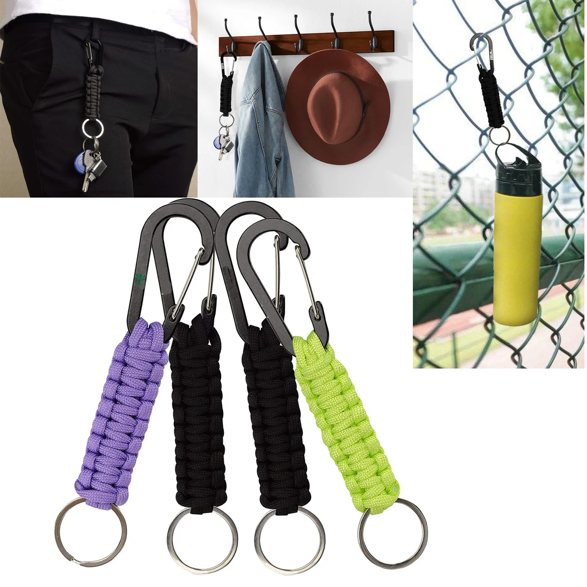 Paracord Keychain with Carabiner Military Braided Lanyard 1
