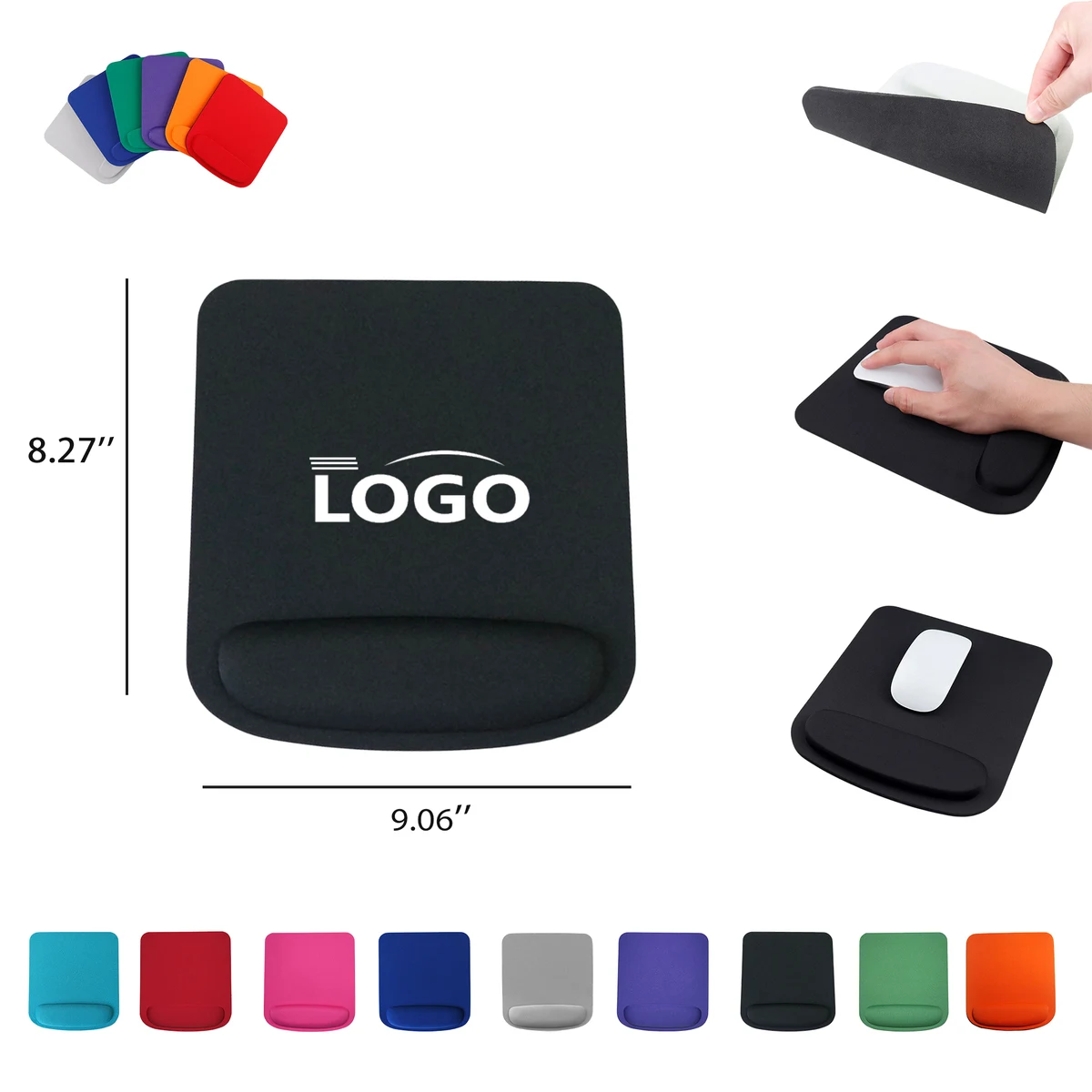 Square Office Mousepad with Gel Wrist Support 1