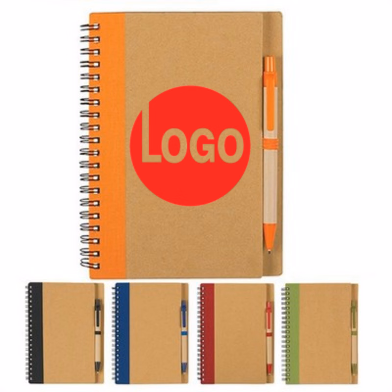 Eco Kraft Spiral Notebook w/Pen