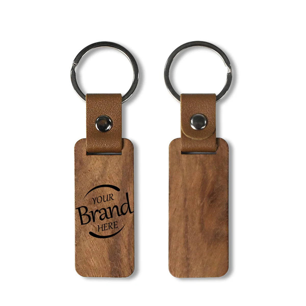 Wooden Keychain With Leather 1
