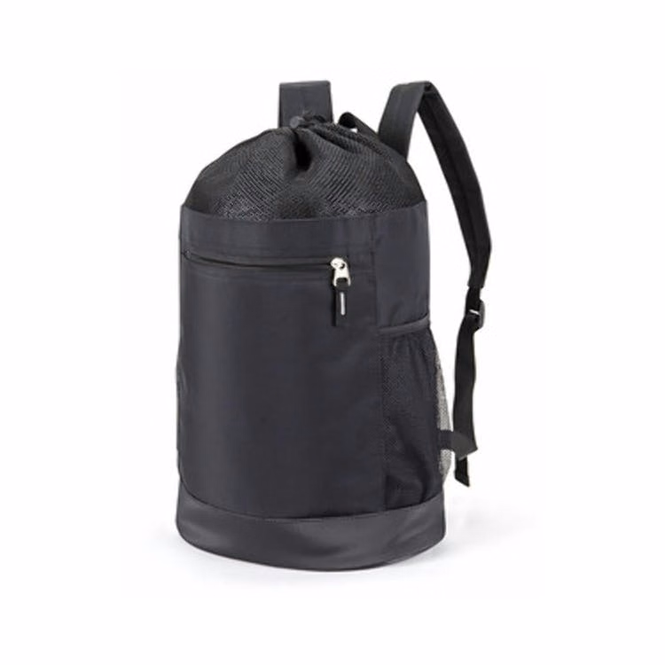 19" Drawstring Backpacks - Black Mesh/Microfiber