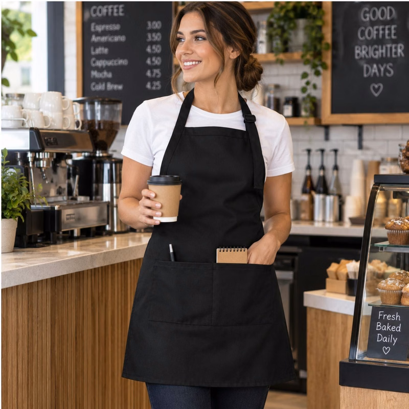 Twill Bib Apron, 25x28, 2 Pockets, Adjustable Neck, Blank Only, In Stock