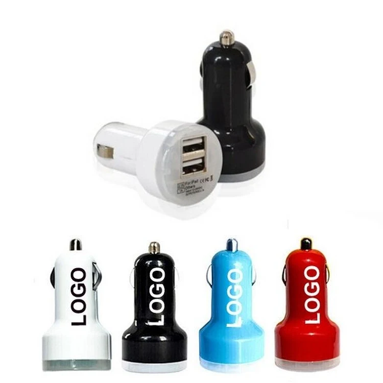 Round Design Dual USB Plug/ Car Charger Adapter 1