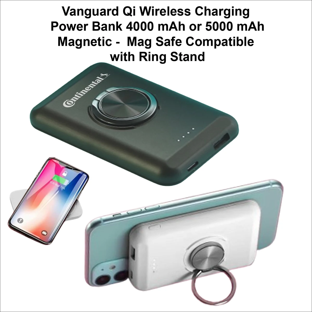 Vanguard Qi Wireless Charging Power Bank 4000 mah Mag Safe with Ring Stand 1