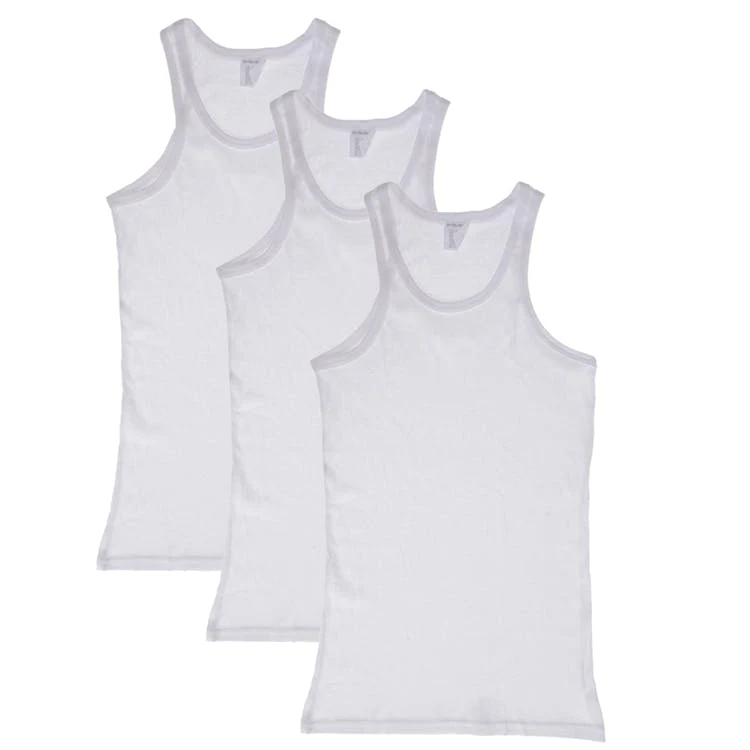 Boys' Cotton Tank Tops - Large White 3 Pack 1