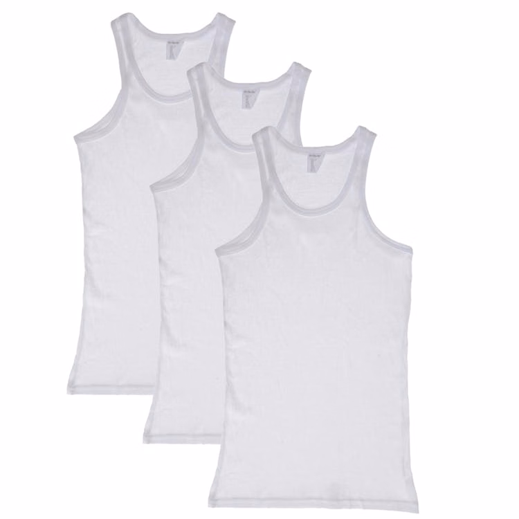Boys' Cotton Tank Tops - Large White 3 Pack