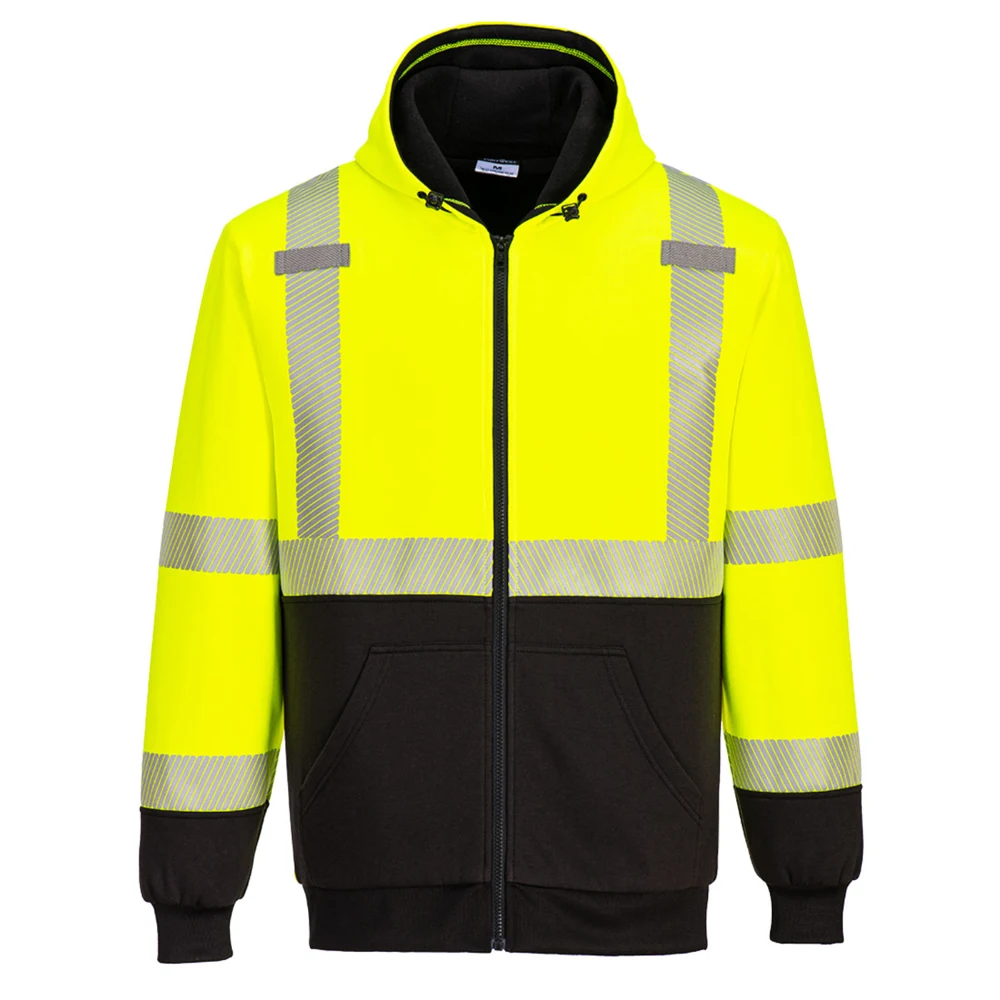 PORTWEST® Unisex Hi-Vis Contrast Zipped Winter Hoodie w/ UPF 40 Protection, custom hoodie or sweatshirt with logo imprint 1