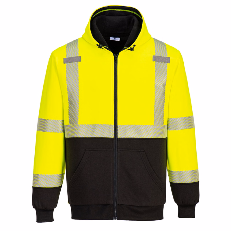 PORTWEST® Unisex Hi-Vis Contrast Zipped Winter Hoodie w/ UPF 40 Protection