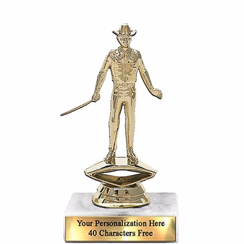 Trophy: 7", 2x3 white marble base, Showman Gold Un