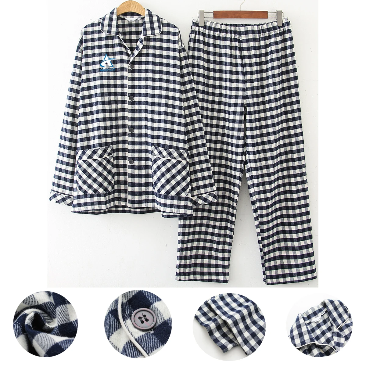 Men's Knit Flannel Pajamas Set 1