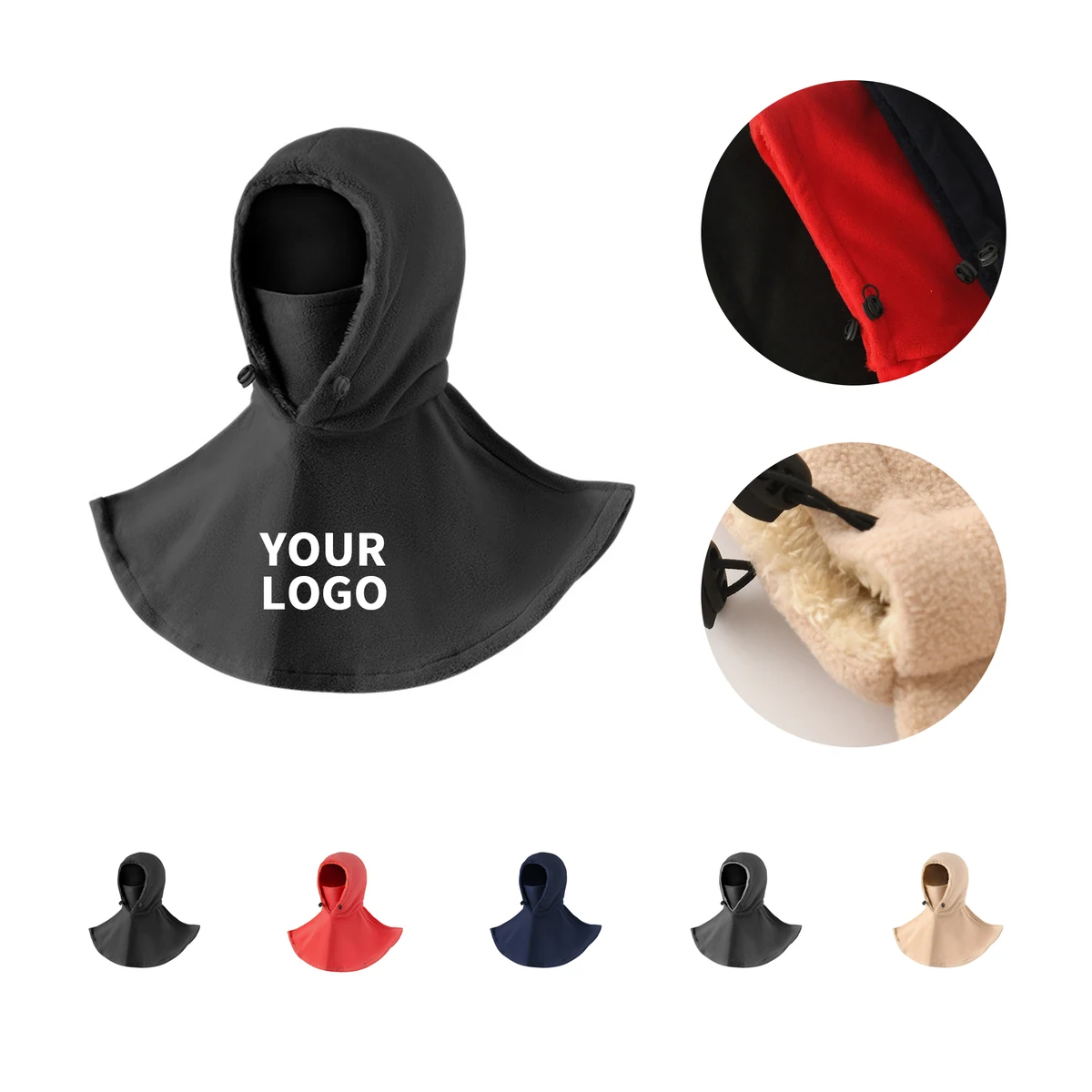 Fleece Wind Snow Hood With Mask 9.8 x 23" 1