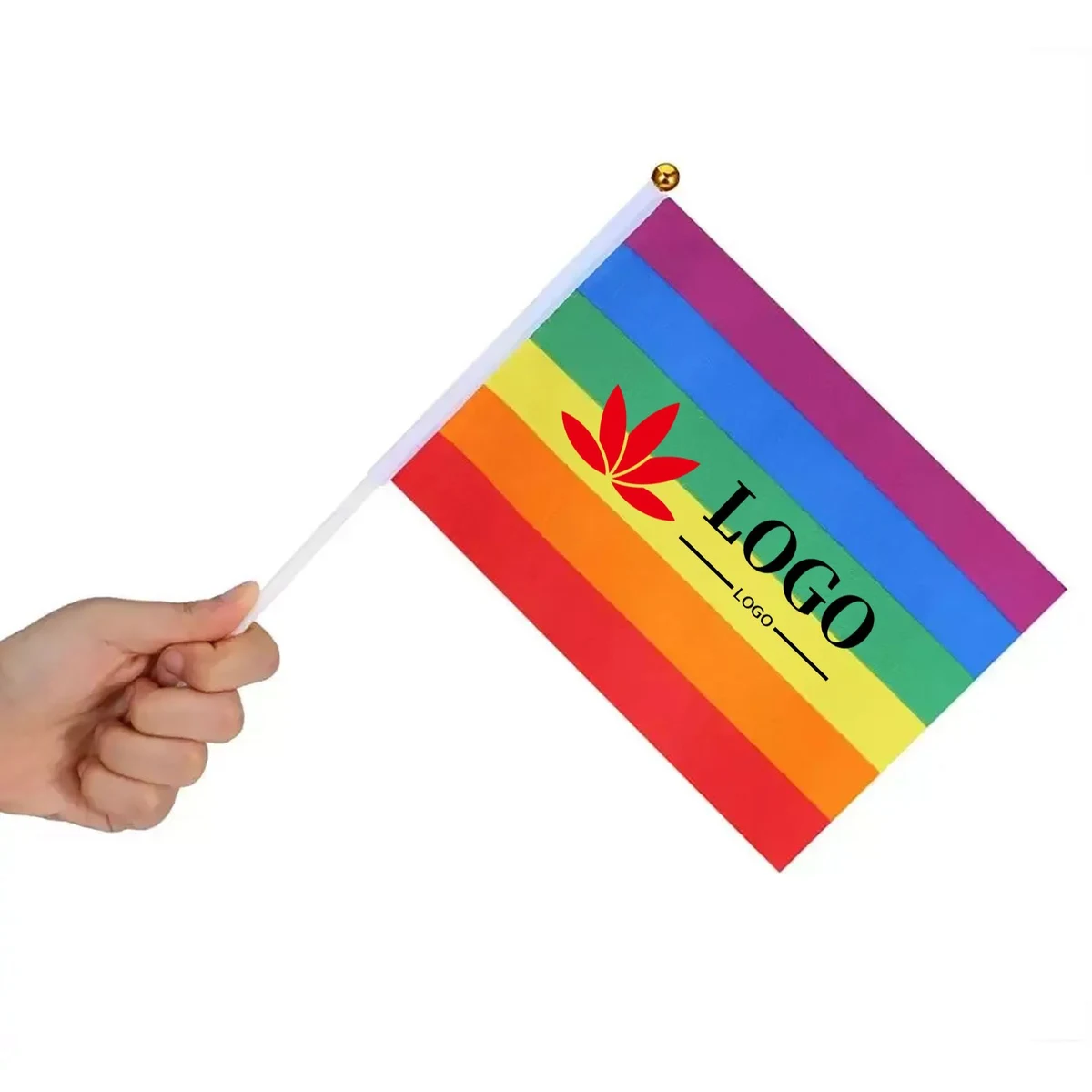 Rainbow Pride Flag Small Hand Held Stick Flag 1