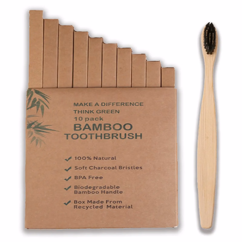 Pack of 10 Biodegradable Eco-friendly Bamboo Toothbrushes