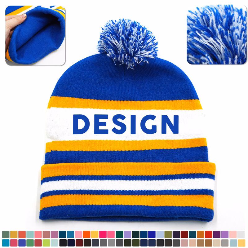 MOQ 300 Cozy Jacquard Knit Beanie Hat with Cuff, Acrylic Fabric