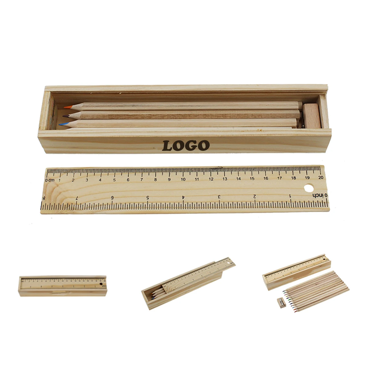 MOQ 10 pcs Custom Logo Wooden Pencil Set 1